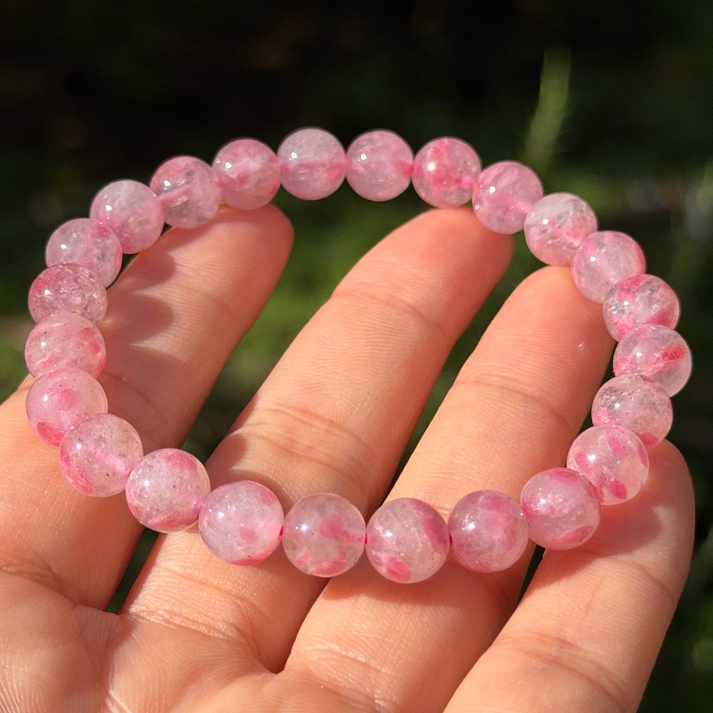 8mm stretchable pink ice rhodonite bracelet 0564‎